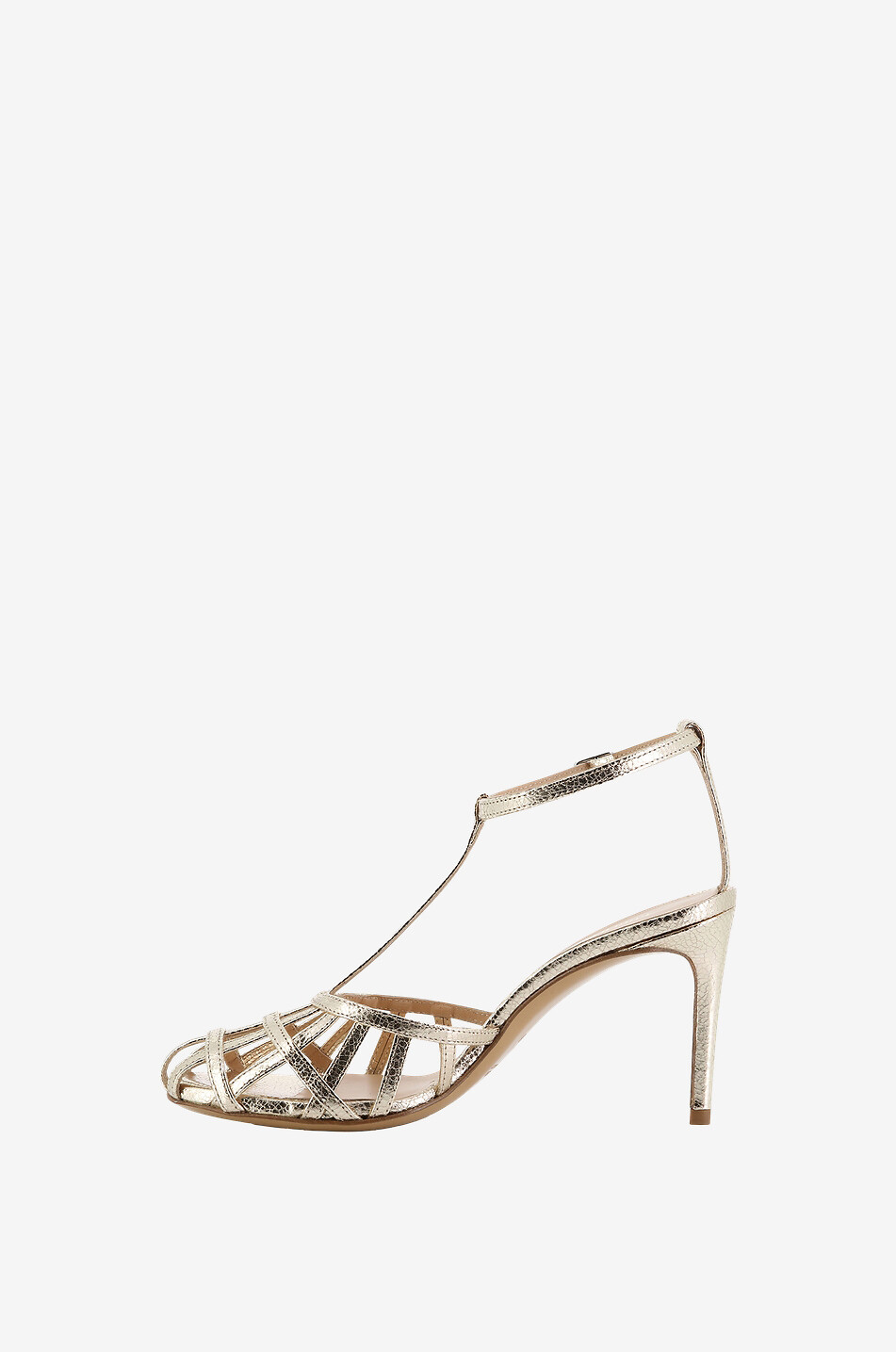 GUGLIELMO ROTTA Millie 90 heeled cracked metallic leather sandals Women SILVER 3