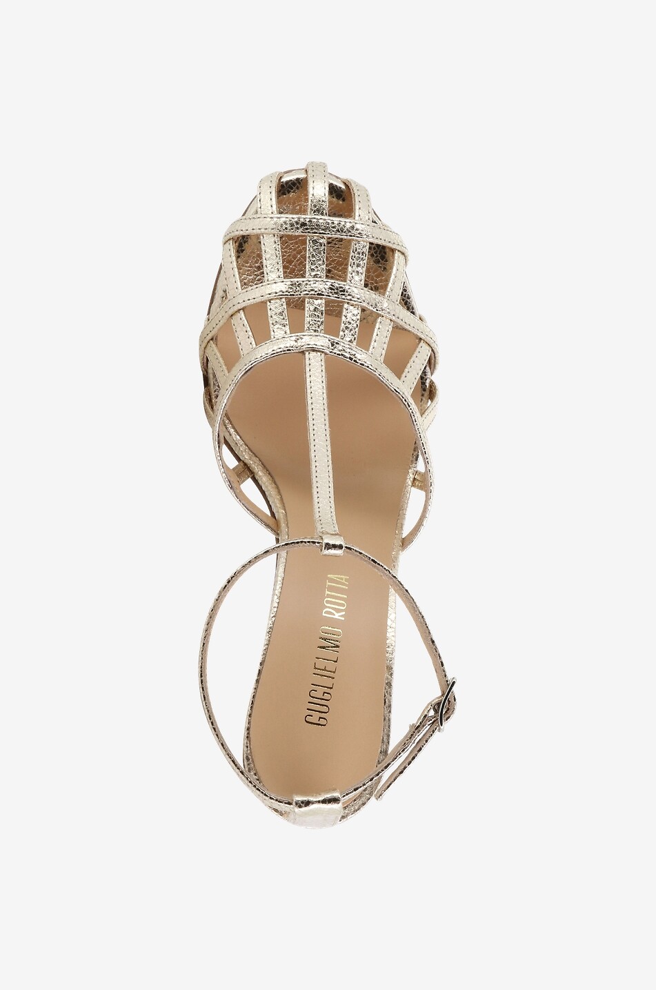 GUGLIELMO ROTTA Millie 90 heeled cracked metallic leather sandals Women SILVER 5