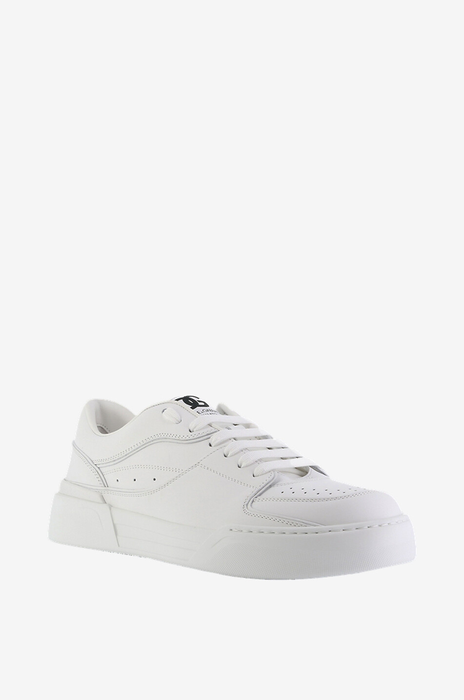DOLCE & GABBANA Niedrige Glattlederschnürsneakers New Roma Herren WEISS 1