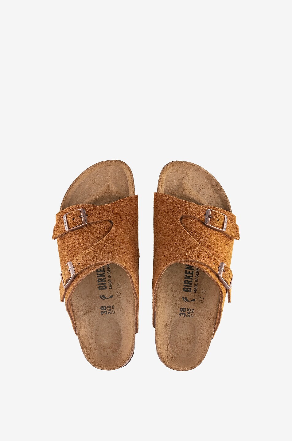 BIRKENSTOCK Mules plates en daim Zürich Homme MARRON CLAIR 3