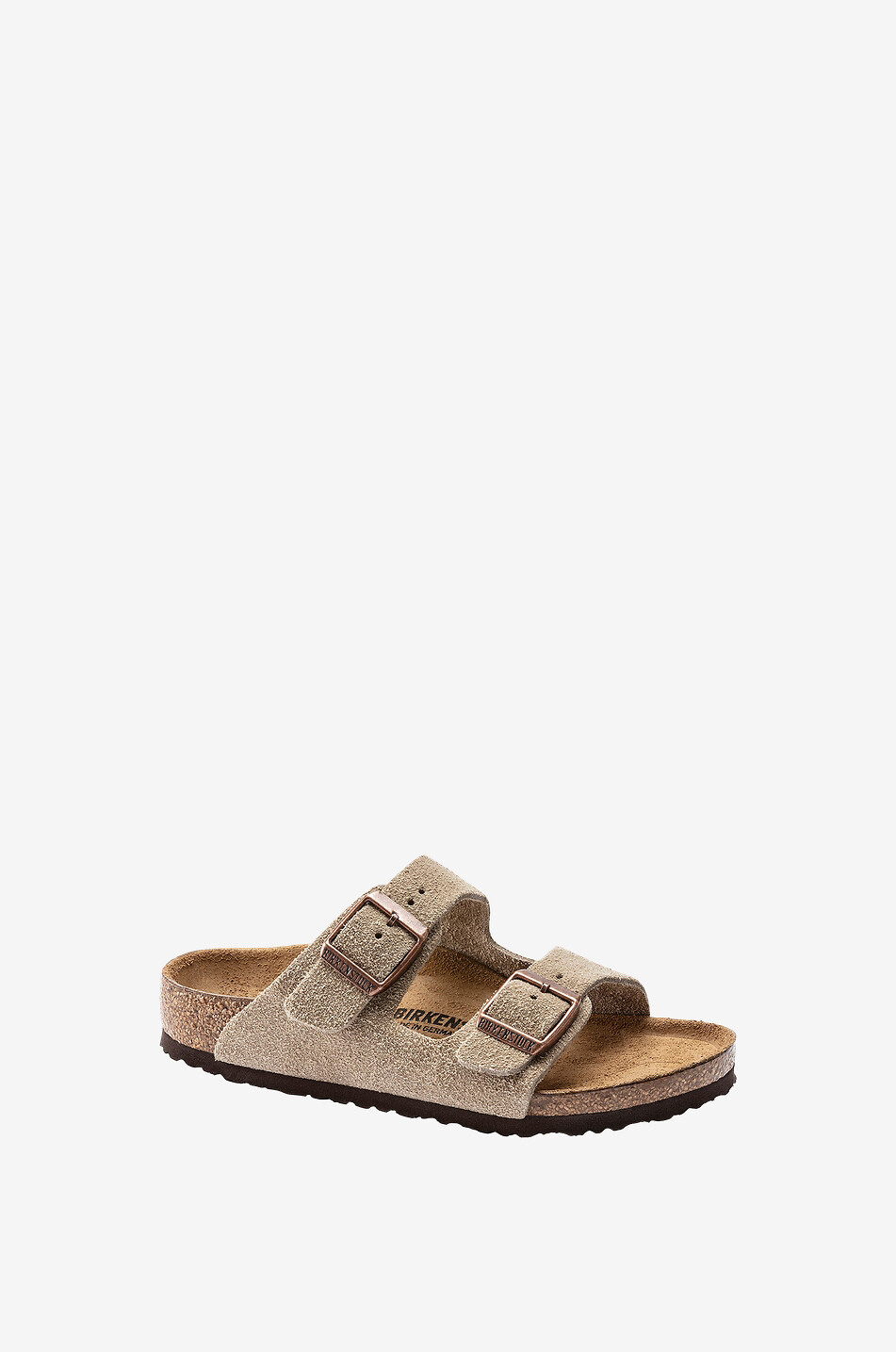 BIRKENSTOCK Flache Jungen-Pantoletten aus Wildleder Arizona Kids Junge BRAUN 1
