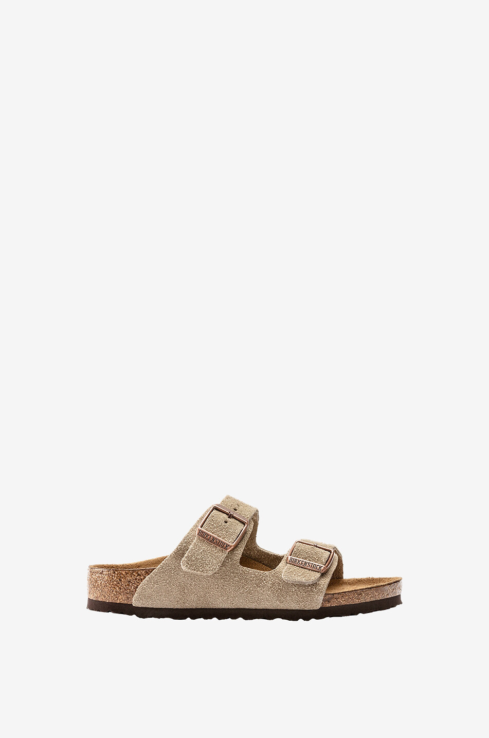 BIRKENSTOCK Flache Jungen-Pantoletten aus Wildleder Arizona Kids Junge BRAUN 2