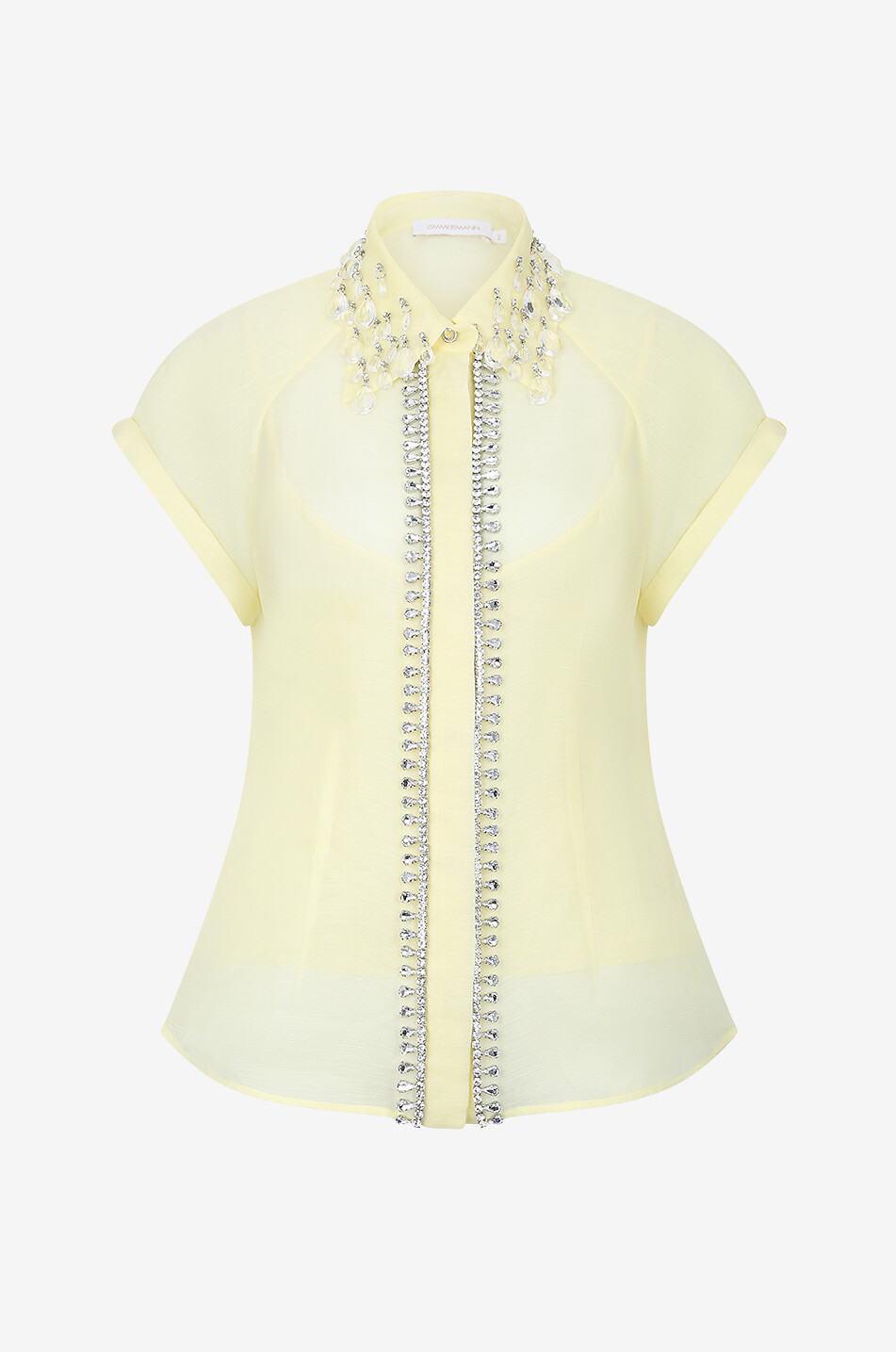 ZIMMERMANN Chemise à manches courtes en lin et soie Matchmaker Diamante Femme JAUNE 1