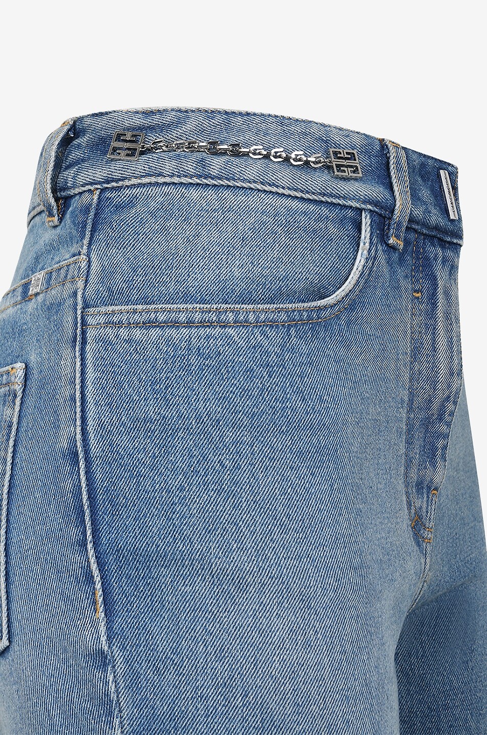 GIVENCHY Jean boot cut délavé détail chaînes Bleu Moyen Femme BLEU 3