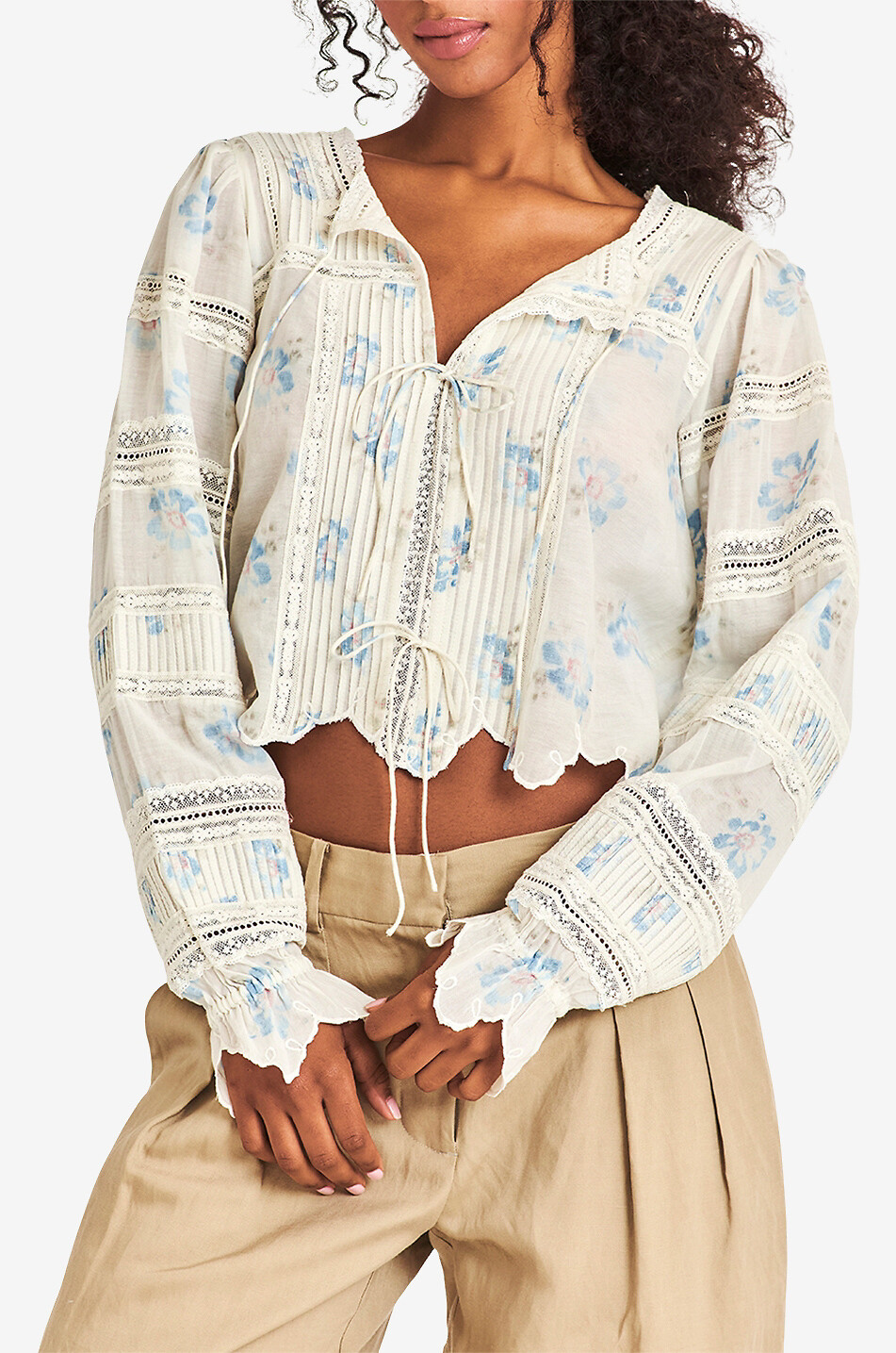LOVESHACKFANCY Sanra cotton and viscose beach crop top Women MULTI COLOURED 3