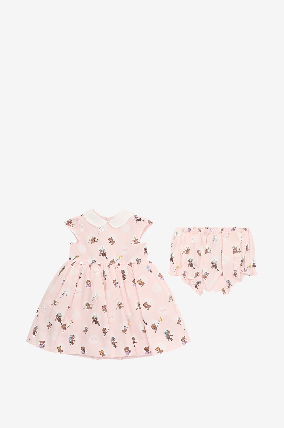Fendi Bear baby dress and bloomers in poplin
