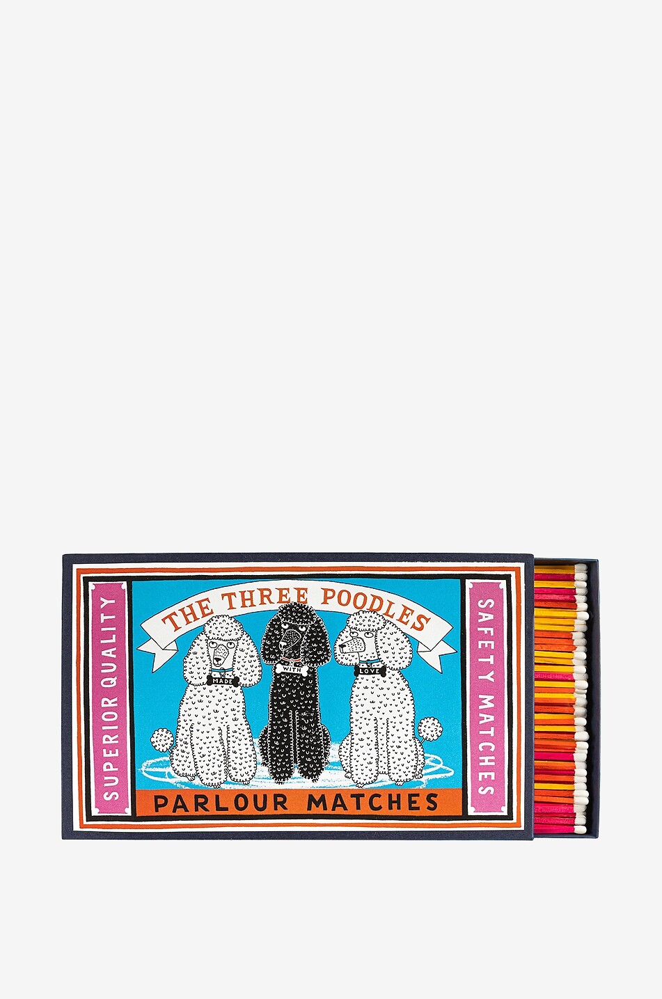 The Three Poodles giant matches in a box