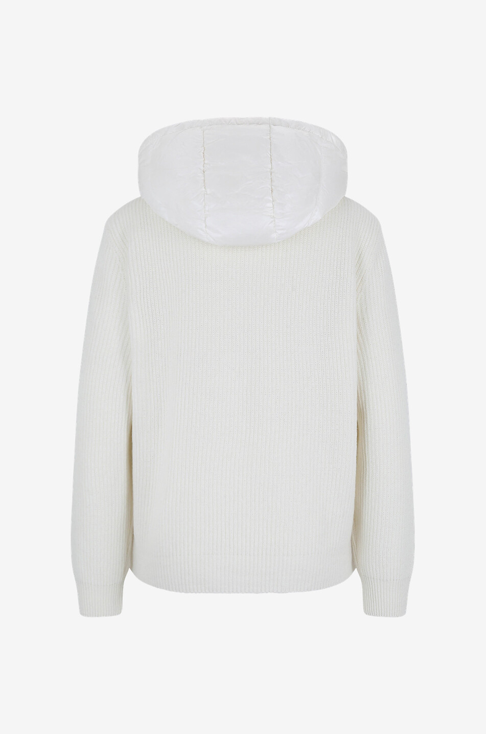 MONCLER Cardigan à capuche en laine et duvet Femme BLANC CASSE 2