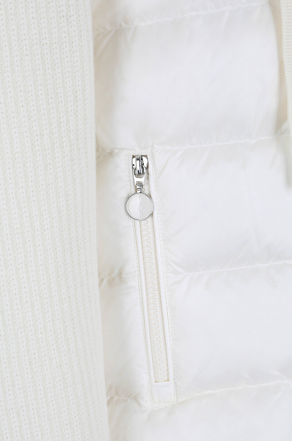 MONCLER Cardigan à capuche en laine et duvet Femme BLANC CASSE 3