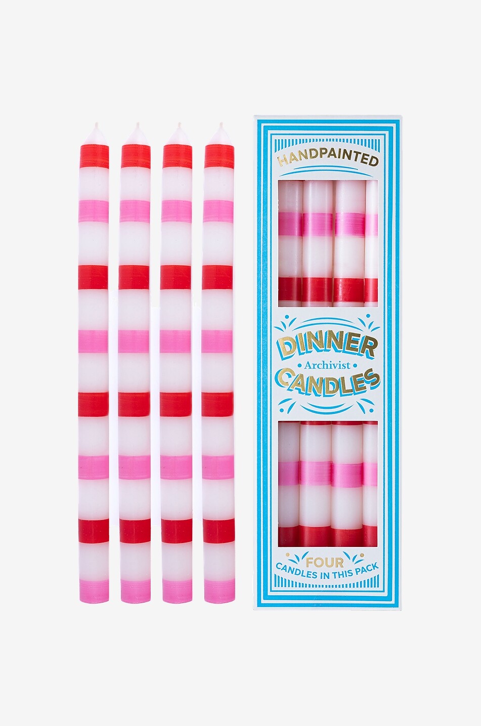 ARCHIVIST 4er-Set handbemalte Spitzkerzen Dinner Candles Haus BUNT 1