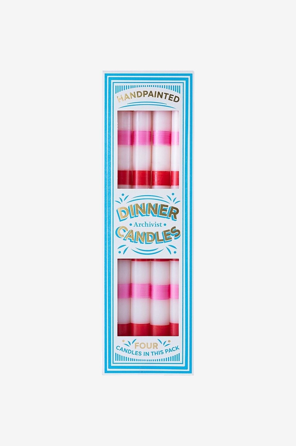 ARCHIVIST 4er-Set handbemalte Spitzkerzen Dinner Candles Haus BUNT 2