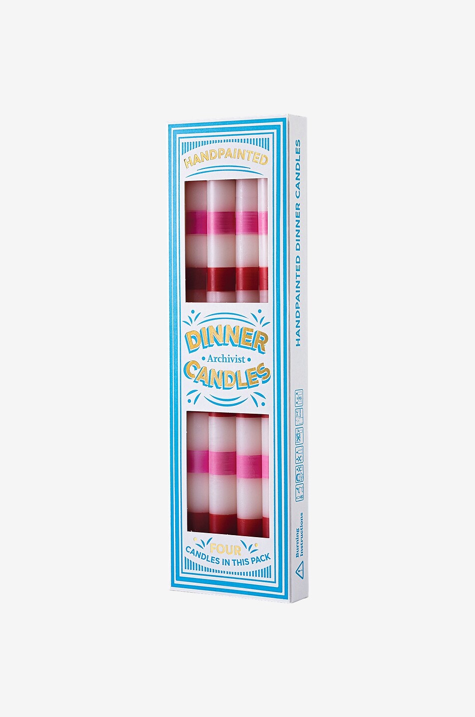ARCHIVIST 4er-Set handbemalte Spitzkerzen Dinner Candles Haus BUNT 3