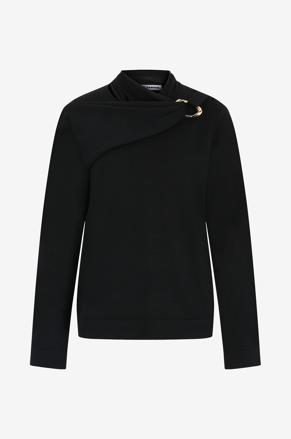 JIL SANDER Gold-tone chain link detail fine draped jumper Women BLACK 1