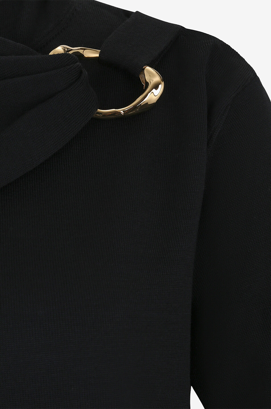 JIL SANDER Gold-tone chain link detail fine draped jumper Women BLACK 3