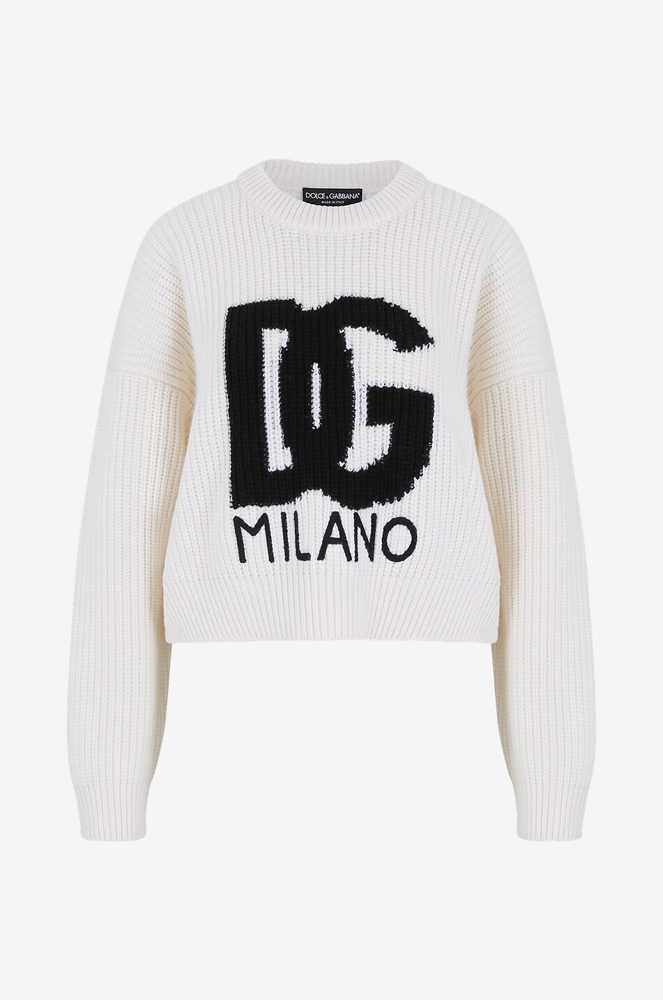 DOLCE & GABBANA DG logo boxy rib knit jumper Women EGGSHELL 1