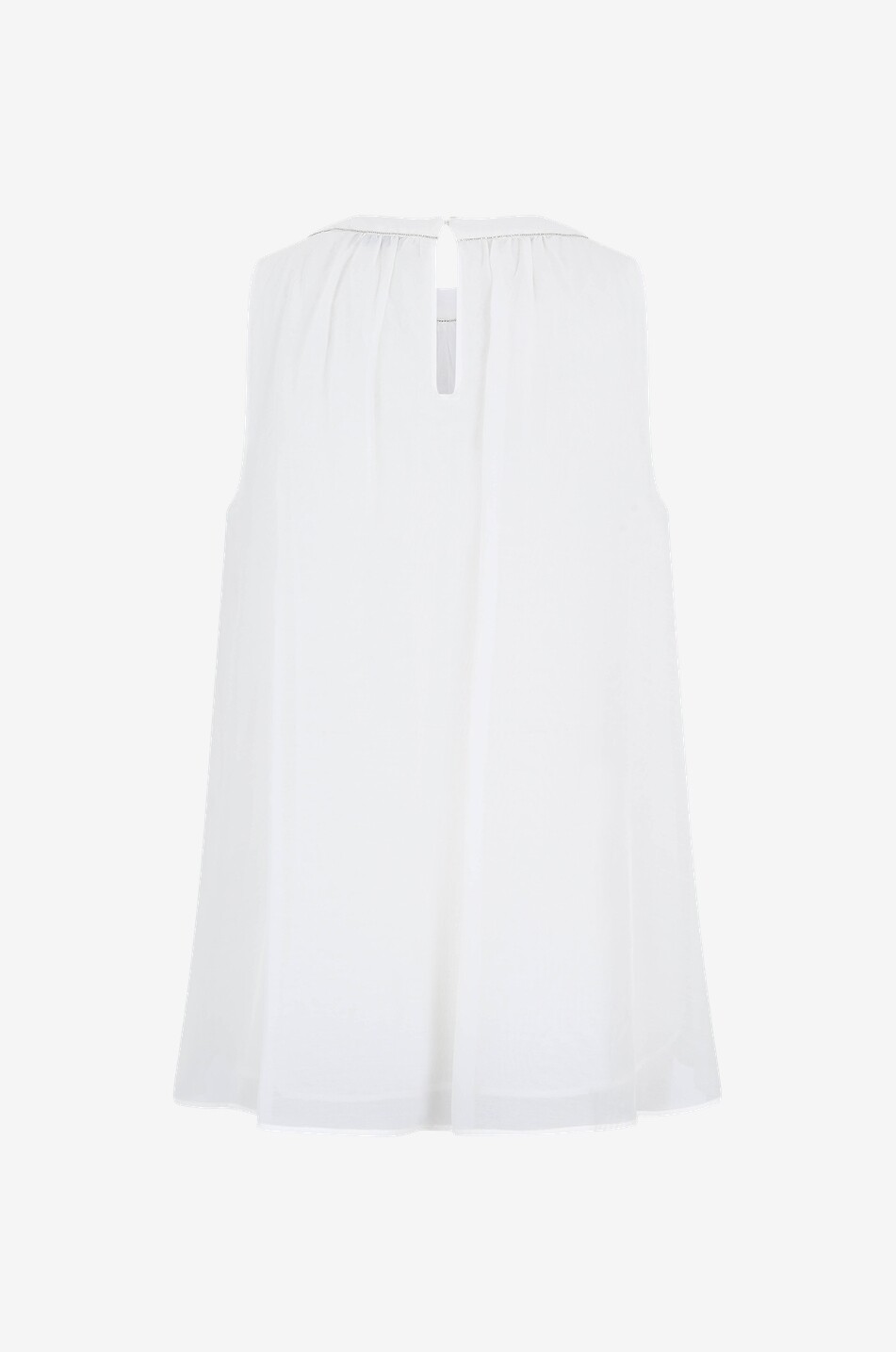 PANICALE Top sans manches en coton et soie à applications crochet Femme BLANC CASSE 2