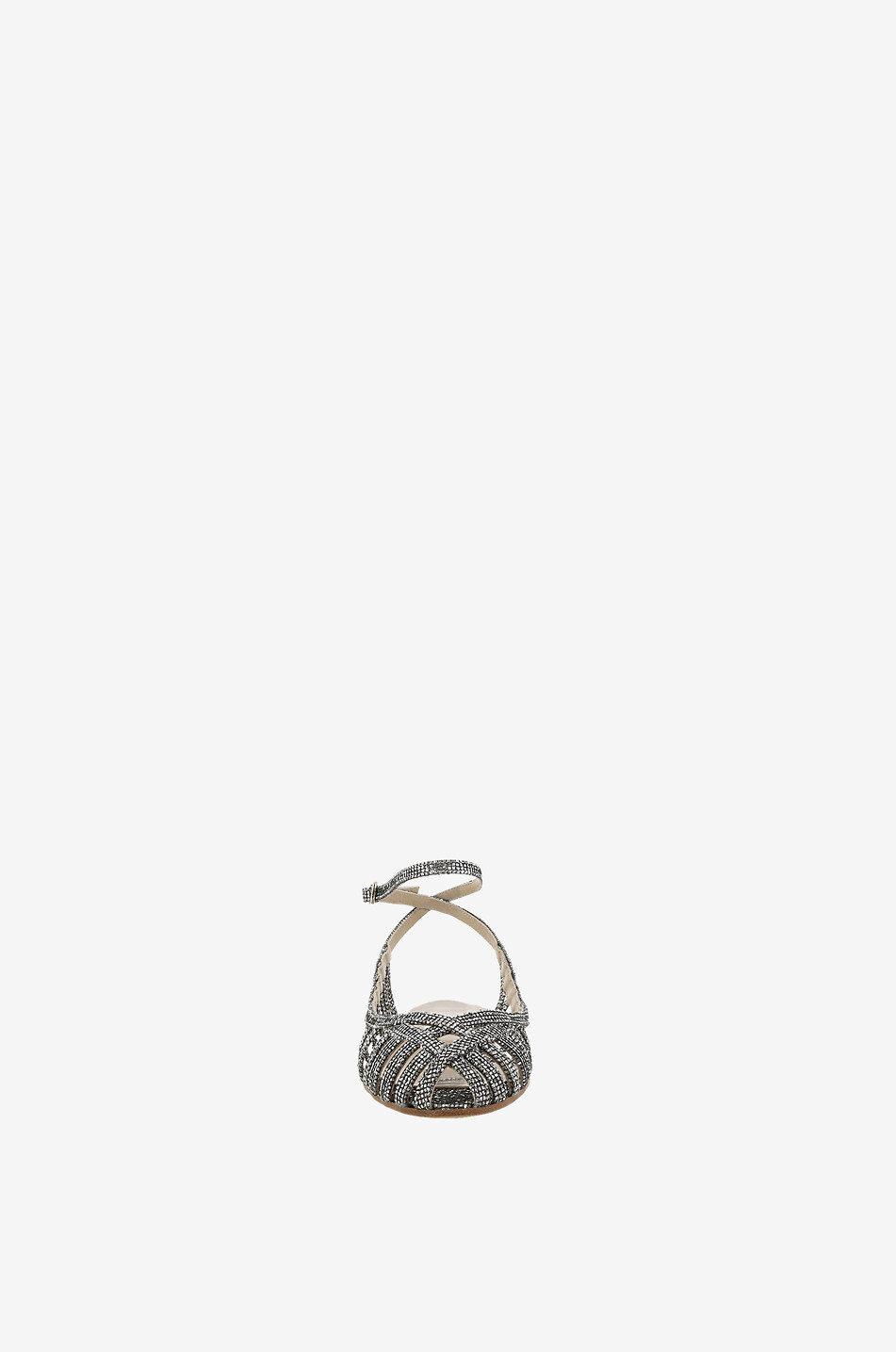 ANNIEL Offene Glitter-Ballerinas mit runder Kappe aus Leder Gladiator Damen SILBER 2