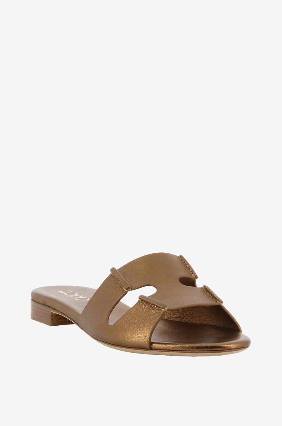 RODO Flache Pantoletten aus Leder Sellier Damen BRONZEFARBEN 1