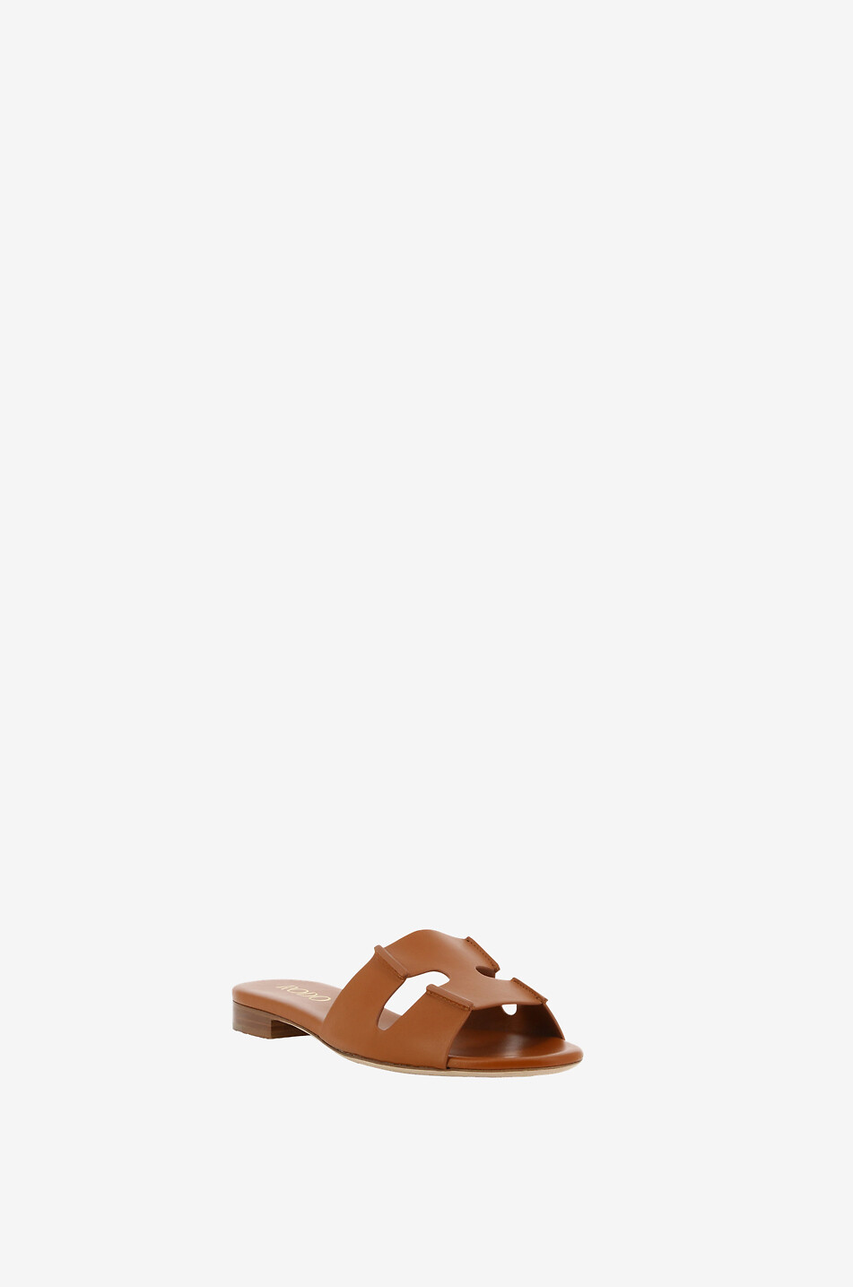 Brown leather flat mules on sale