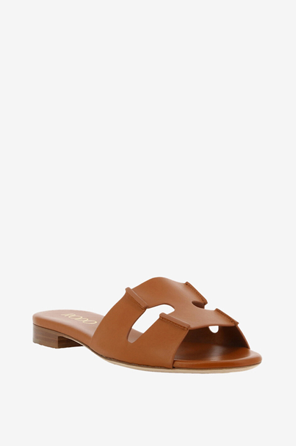 Flache Pantoletten aus Leder Sellier