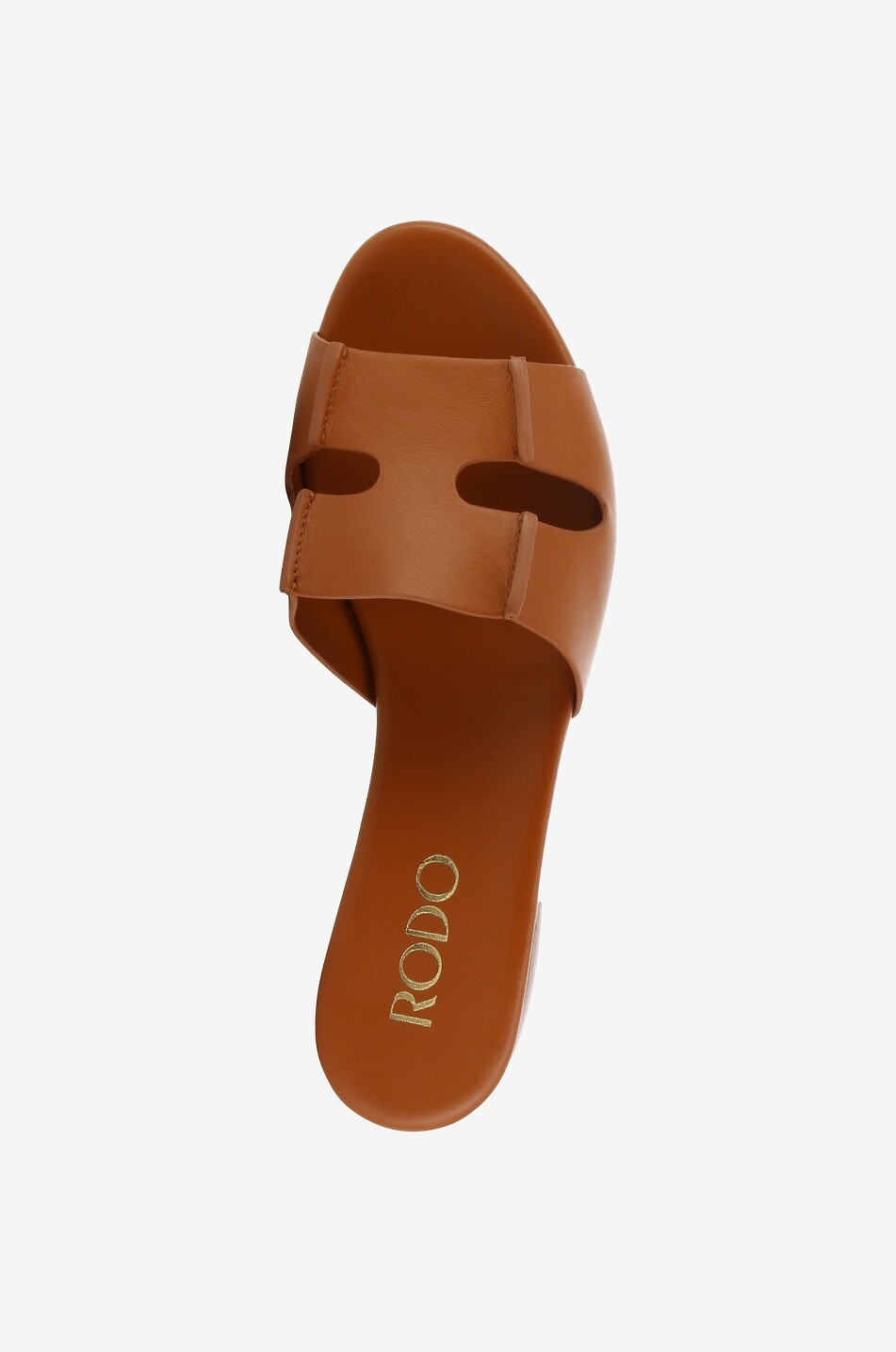 RODO Mules plates en cuir Sellier Femme MARRON 5