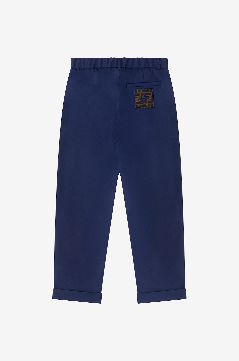 FENDI Jungen-Bundfaltenhose aus Gabardine FF Patch Junge BLAU 2