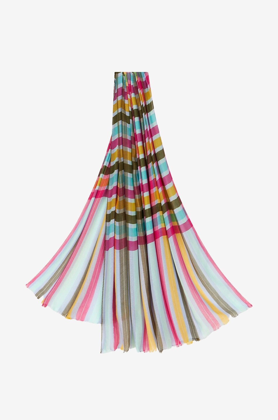 Écharpe fine rayée en coton mélangé