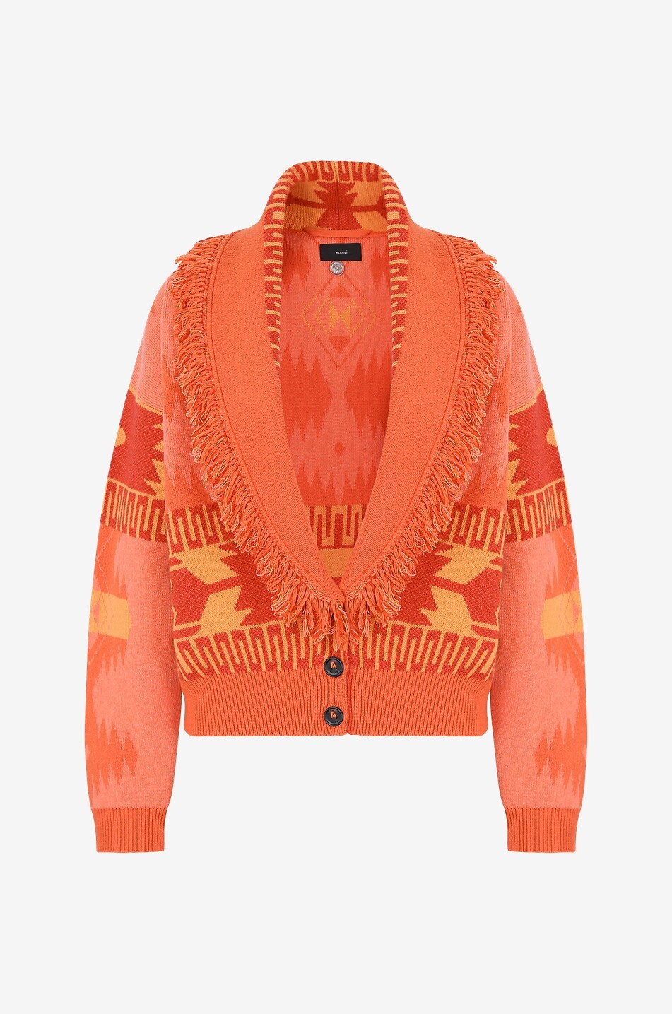 Woll- und Kaschmircardigan Icon Jacquard Cardi Bomber Papaya Sunset