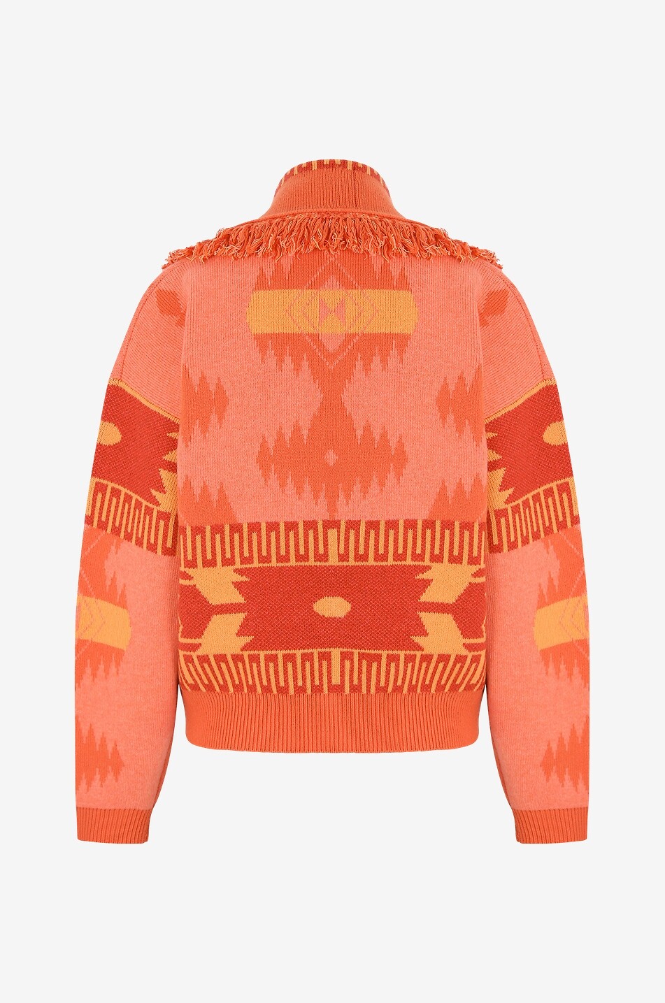 Woll- und Kaschmircardigan Icon Jacquard Cardi Bomber Papaya Sunset