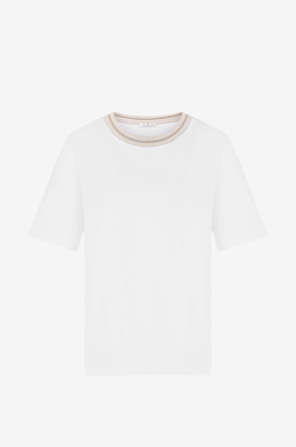 PANICALE T-shirt en jersey à col rond en maille lurex Femme BLANC CASSE 1