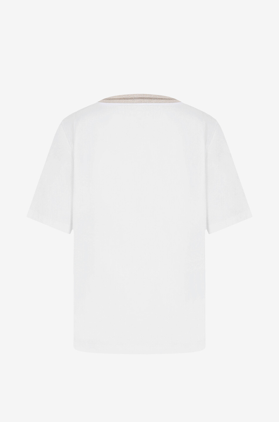PANICALE T-shirt en jersey à col rond en maille lurex Femme BLANC CASSE 2