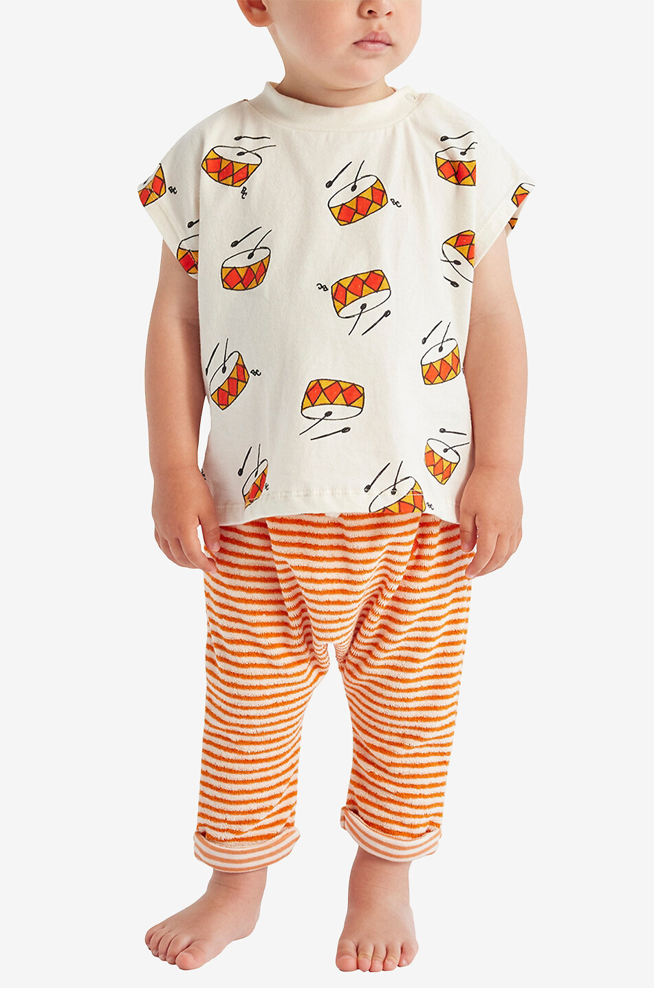 BOBO CHOSES Orange embroidered striped baby harem trousers Baby ORANGE 3