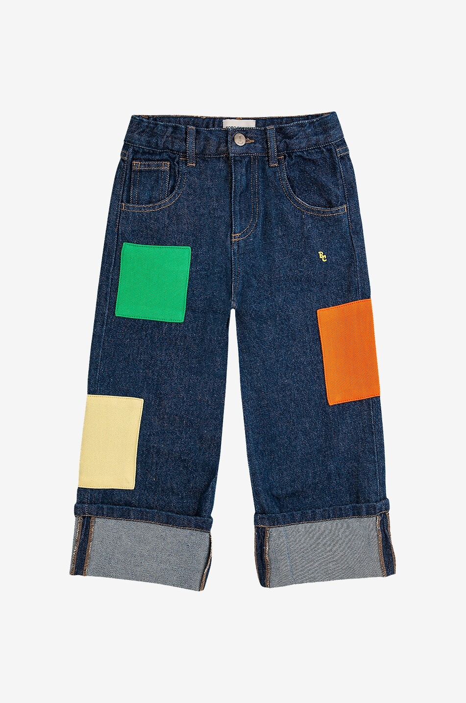 BOBO CHOSES Jean brut large enfant B.C Color Block Patch Fille BLEU 1