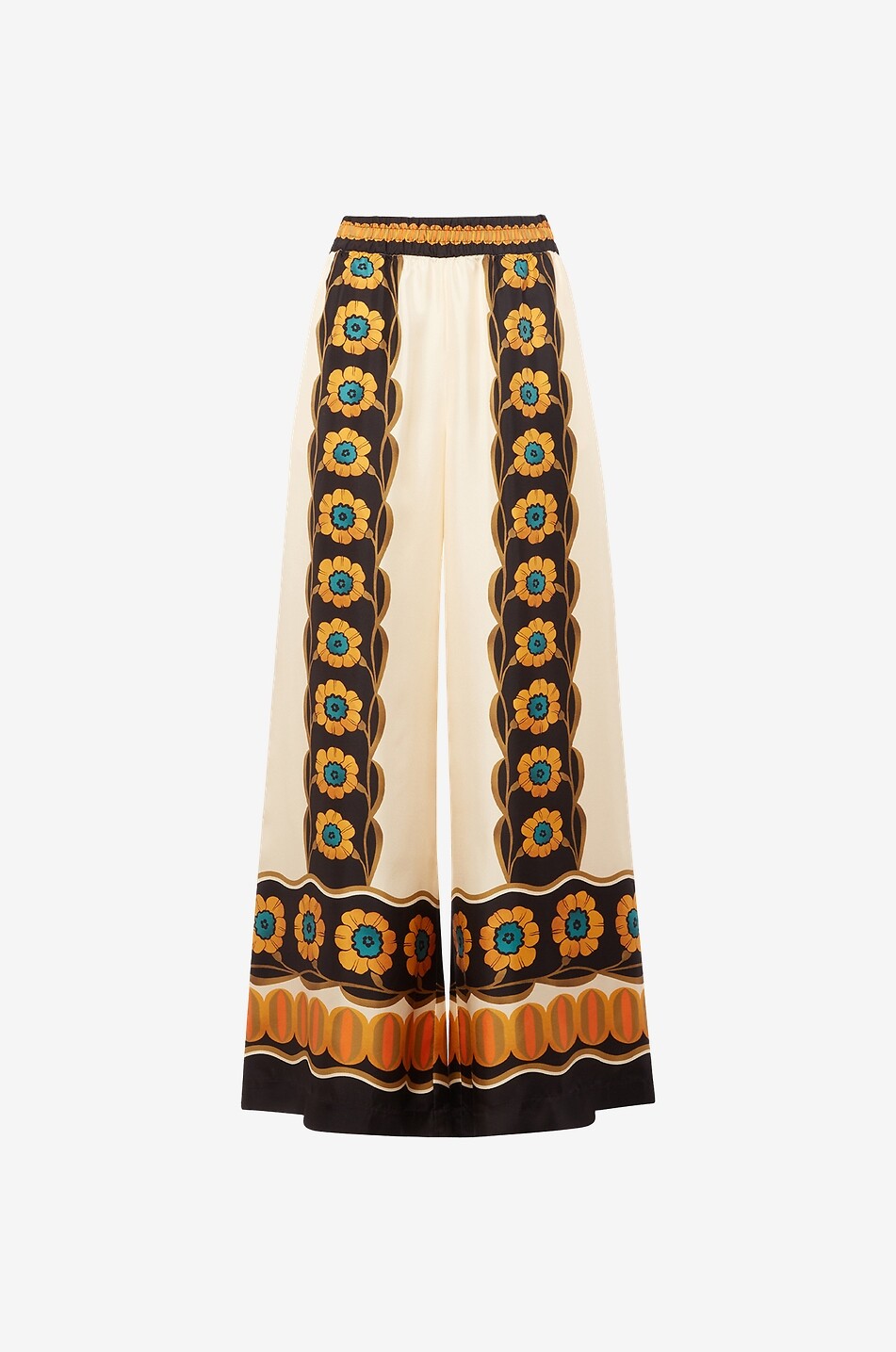 Palazzo Daisychain Placée silk twill wide-leg trousers