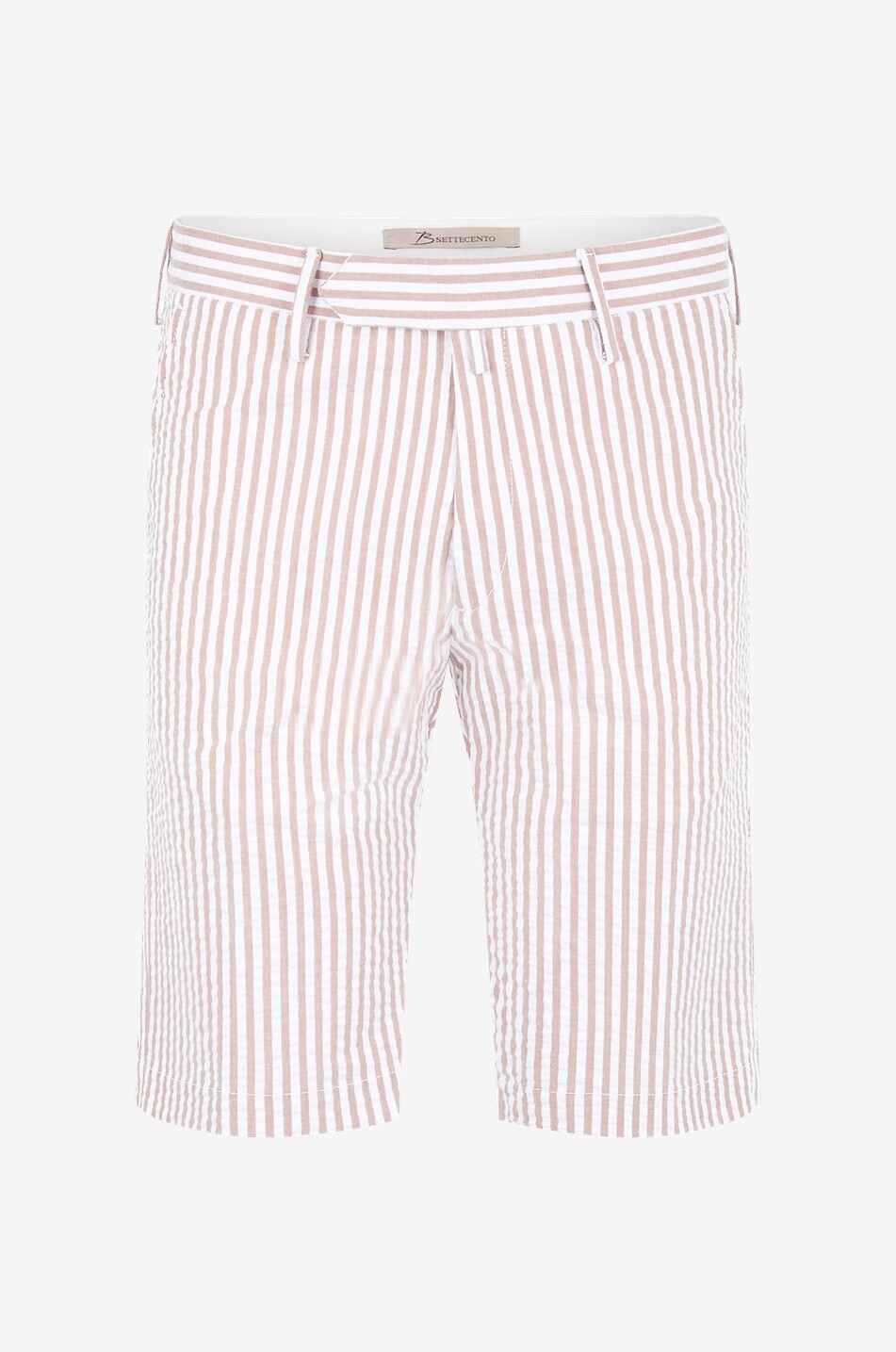 B SETTECENTO Bermuda rayé en seersucker Homme Beige Foncé 1