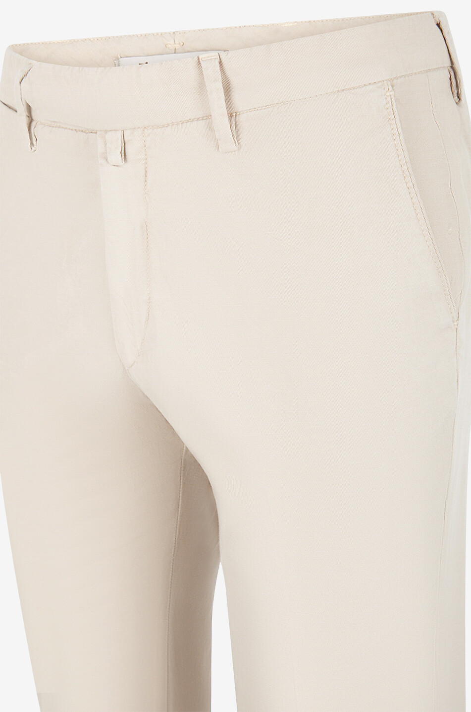 B SETTECENTO Slim-Fit-Hose aus Baumwolle und Leinen Herren Hellbeige 3