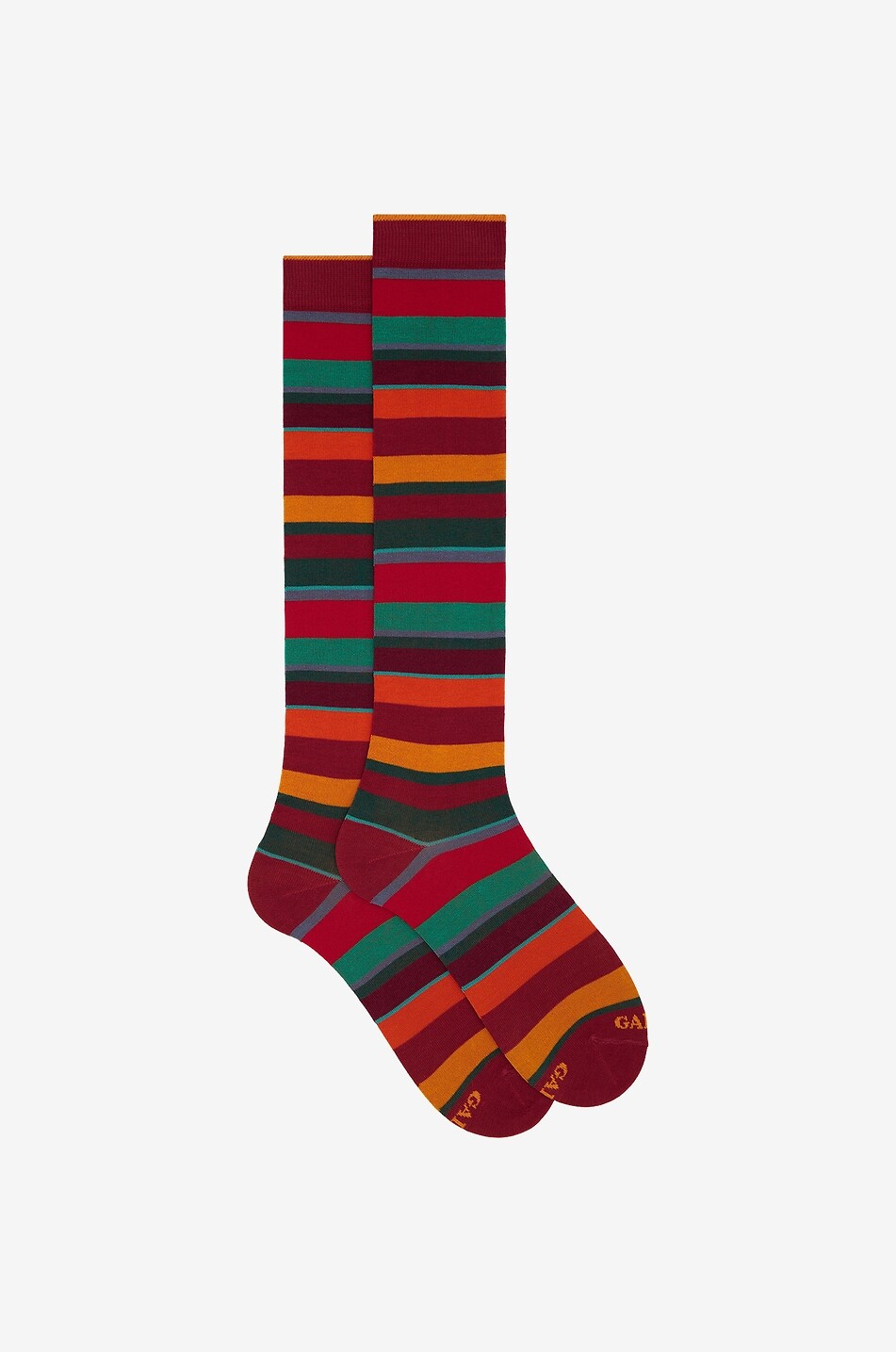 Chaussettes hautes en coton à rayures larges