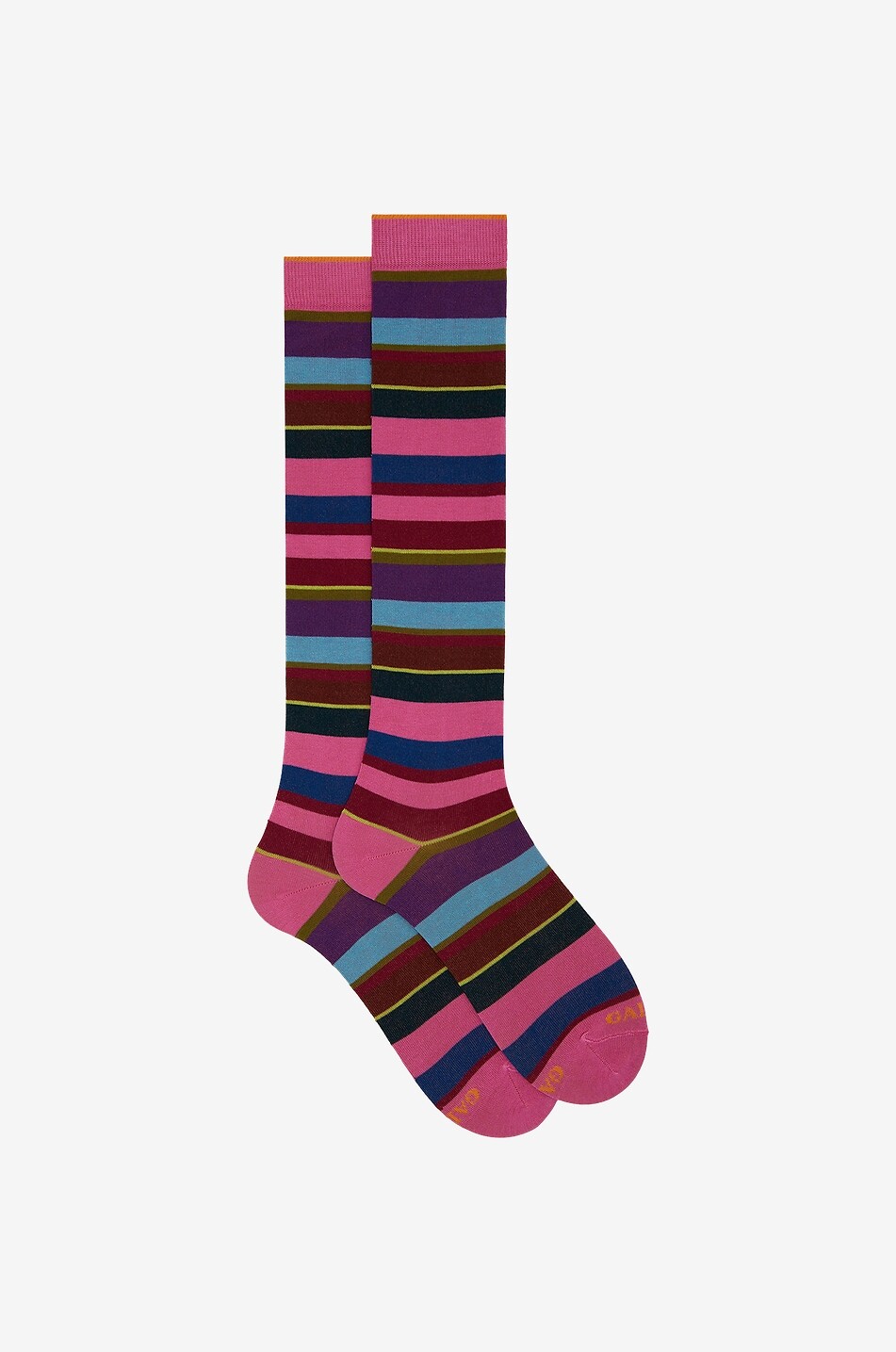 Breit gestreifte hohe Socken aus Baumwolle