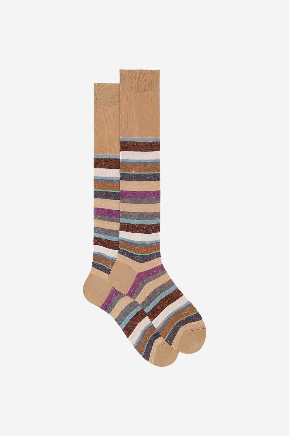 GALLO Cotton and linen knee-high socks Men Light beige 1