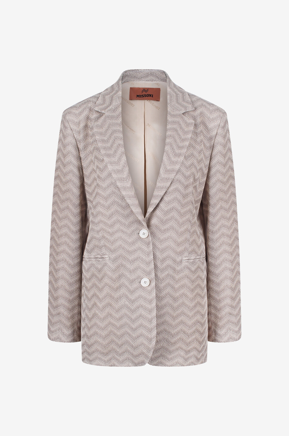 Herringbone patterned single-breasted cotton piqué blazer