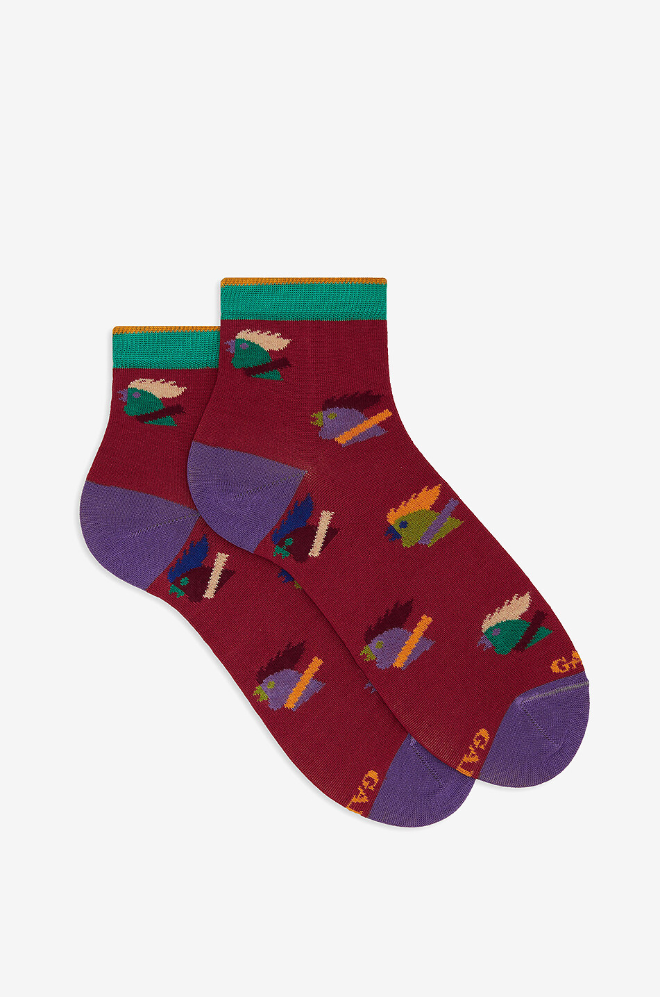 Niedrige Socken aus Baumwolle mit Hahnenmotiv