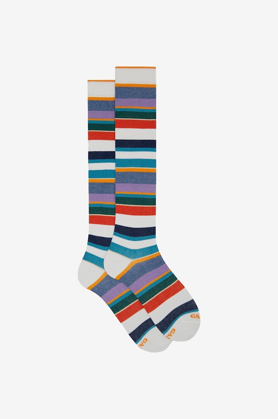 Chaussettes hautes en coton à rayures larges