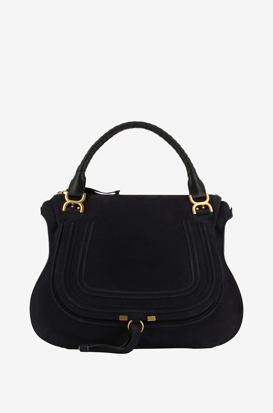 Sac double portée en daim et cuir lisse Marcie Large