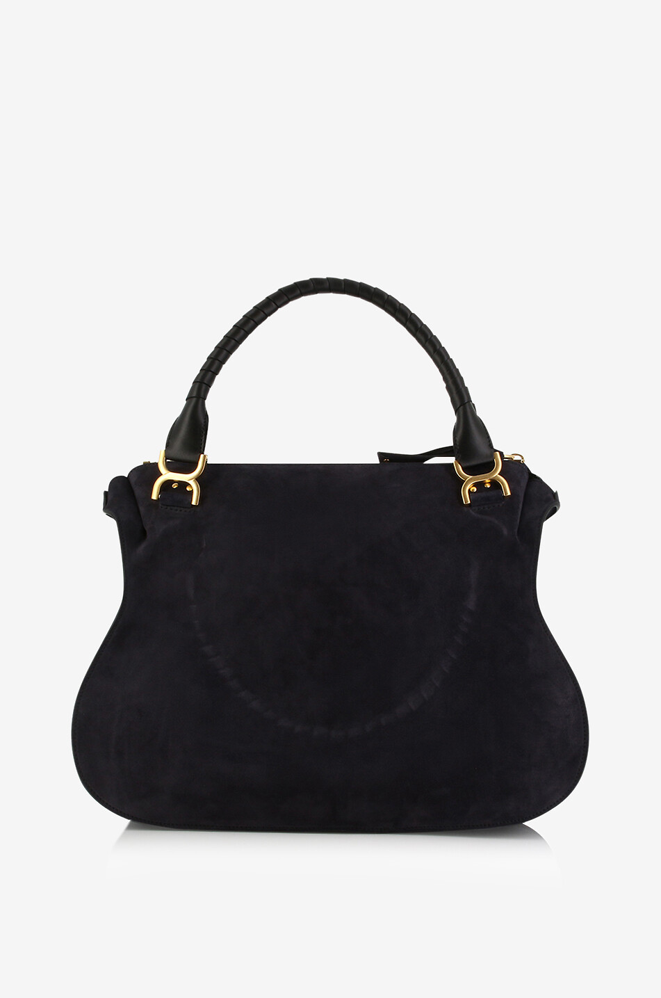 CHLOE Marcie Large suede and smooth leather shoulder bag Women DARK BLUE 3