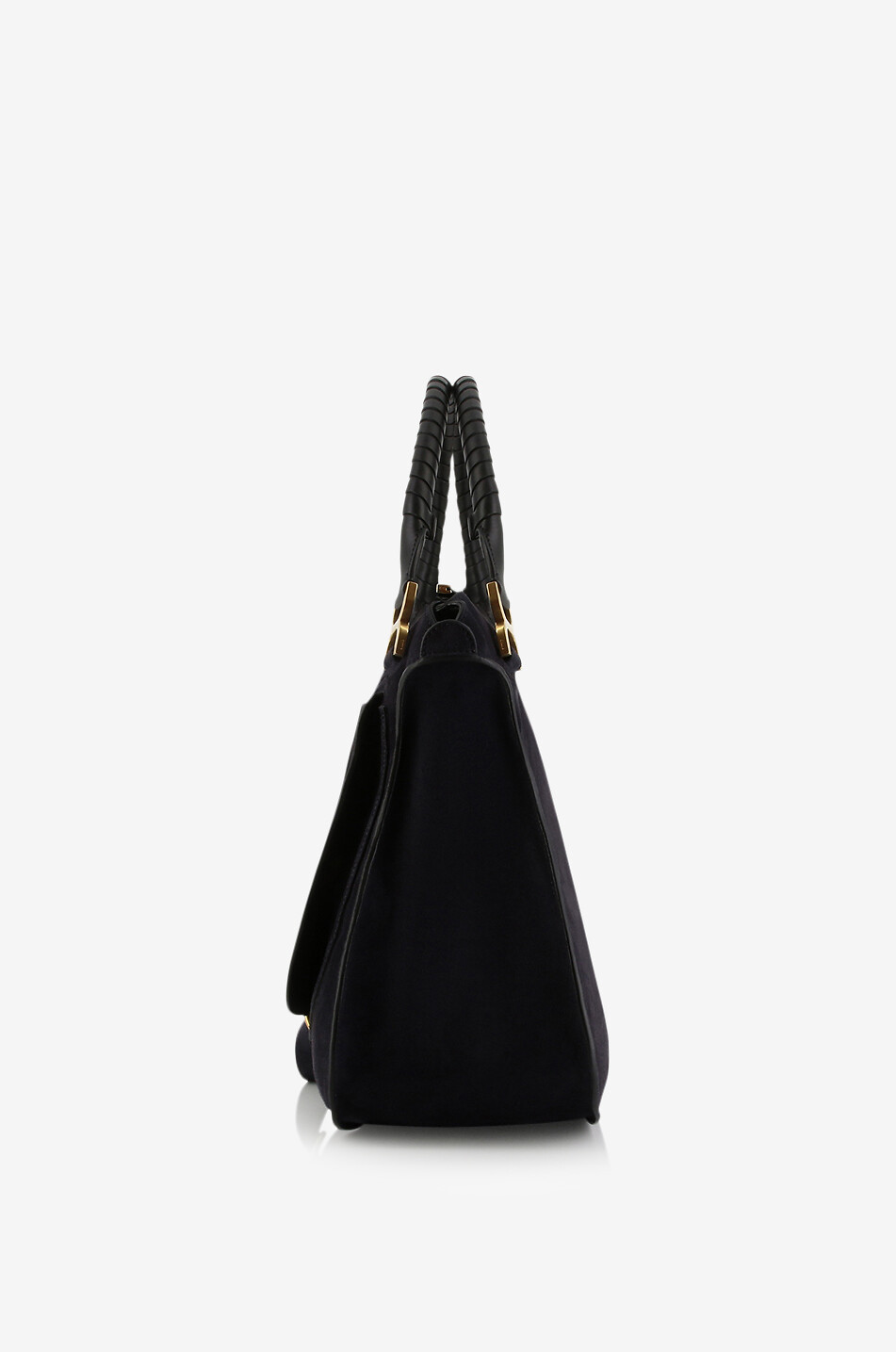 CHLOE Marcie Large suede and smooth leather shoulder bag Women DARK BLUE 4