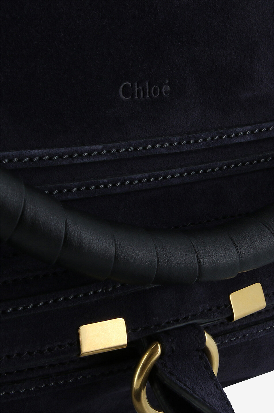 CHLOE Marcie Large suede and smooth leather shoulder bag Women DARK BLUE 5