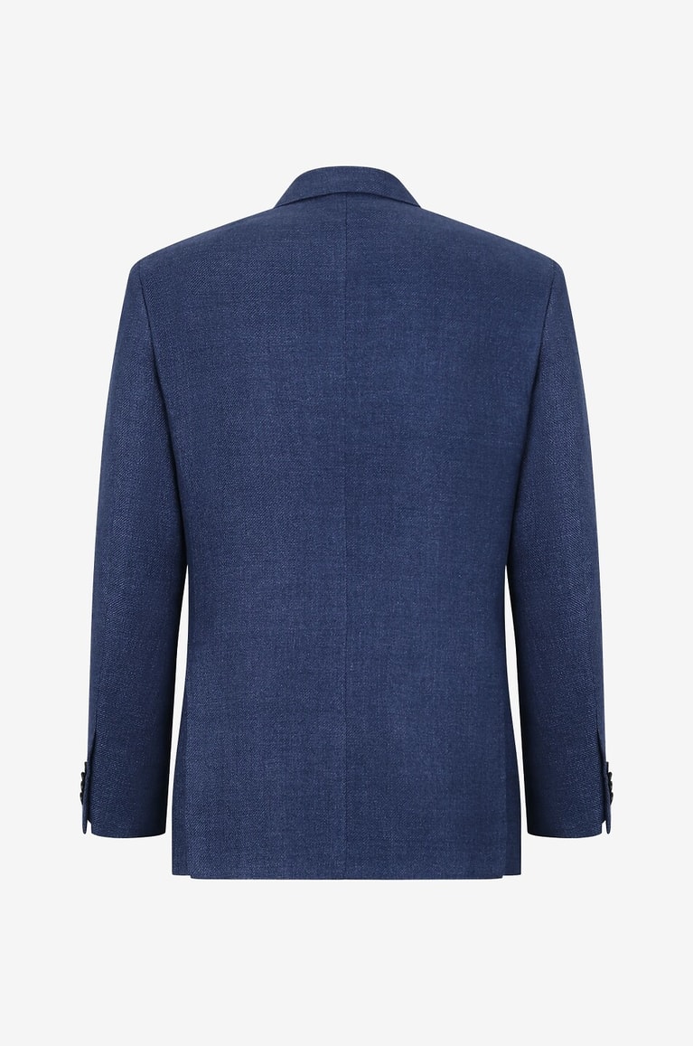 CARUSO Blazer en lin et laine à boutonnage simple Homme BLEU MOYEN 2