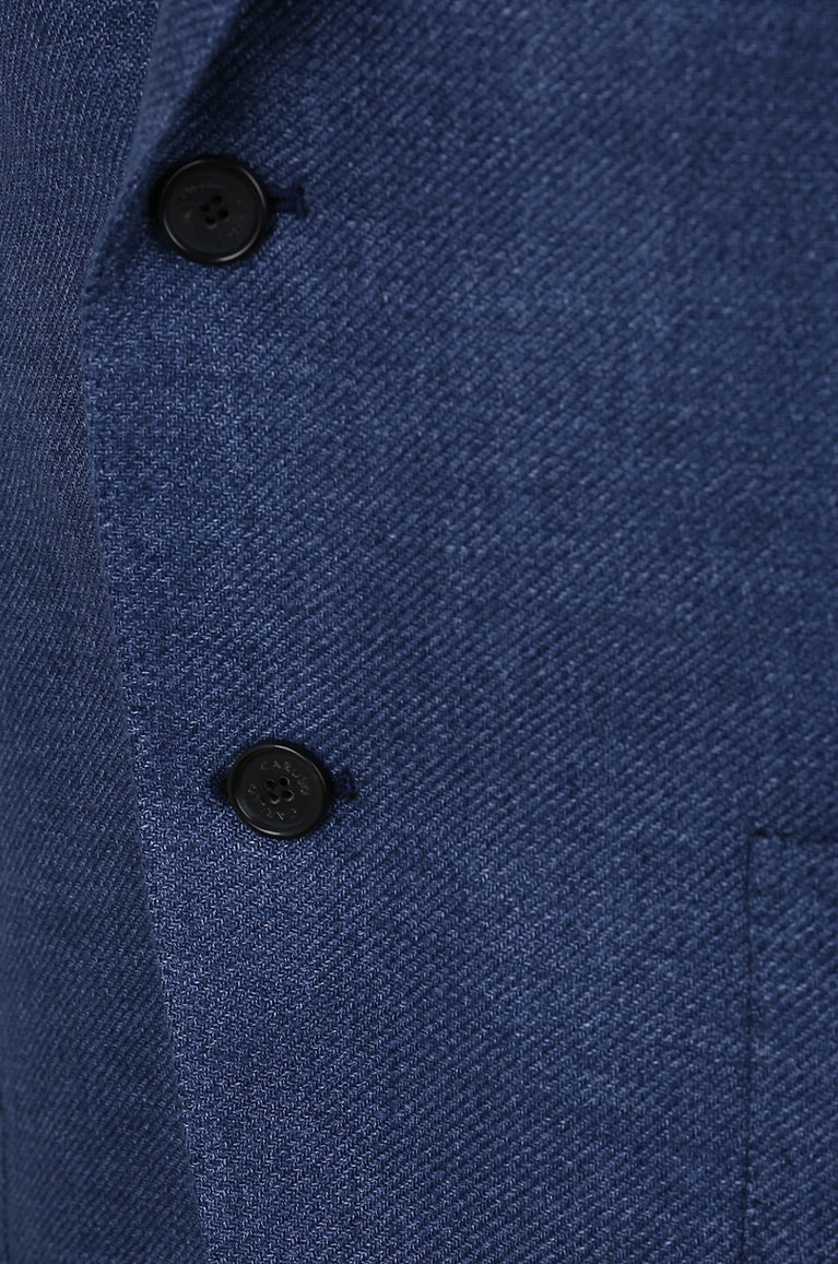 CARUSO Blazer en lin et laine à boutonnage simple Homme BLEU MOYEN 3