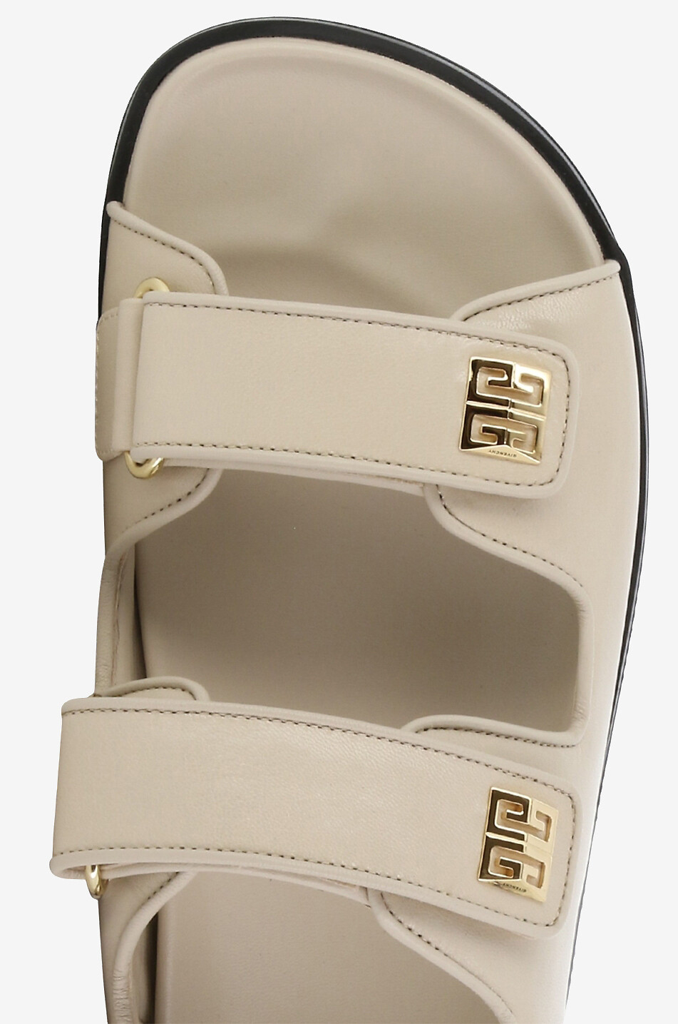 GIVENCHY Sandales plates utilitaires en cuir lisse 4G Strap Femme BEIGE 4