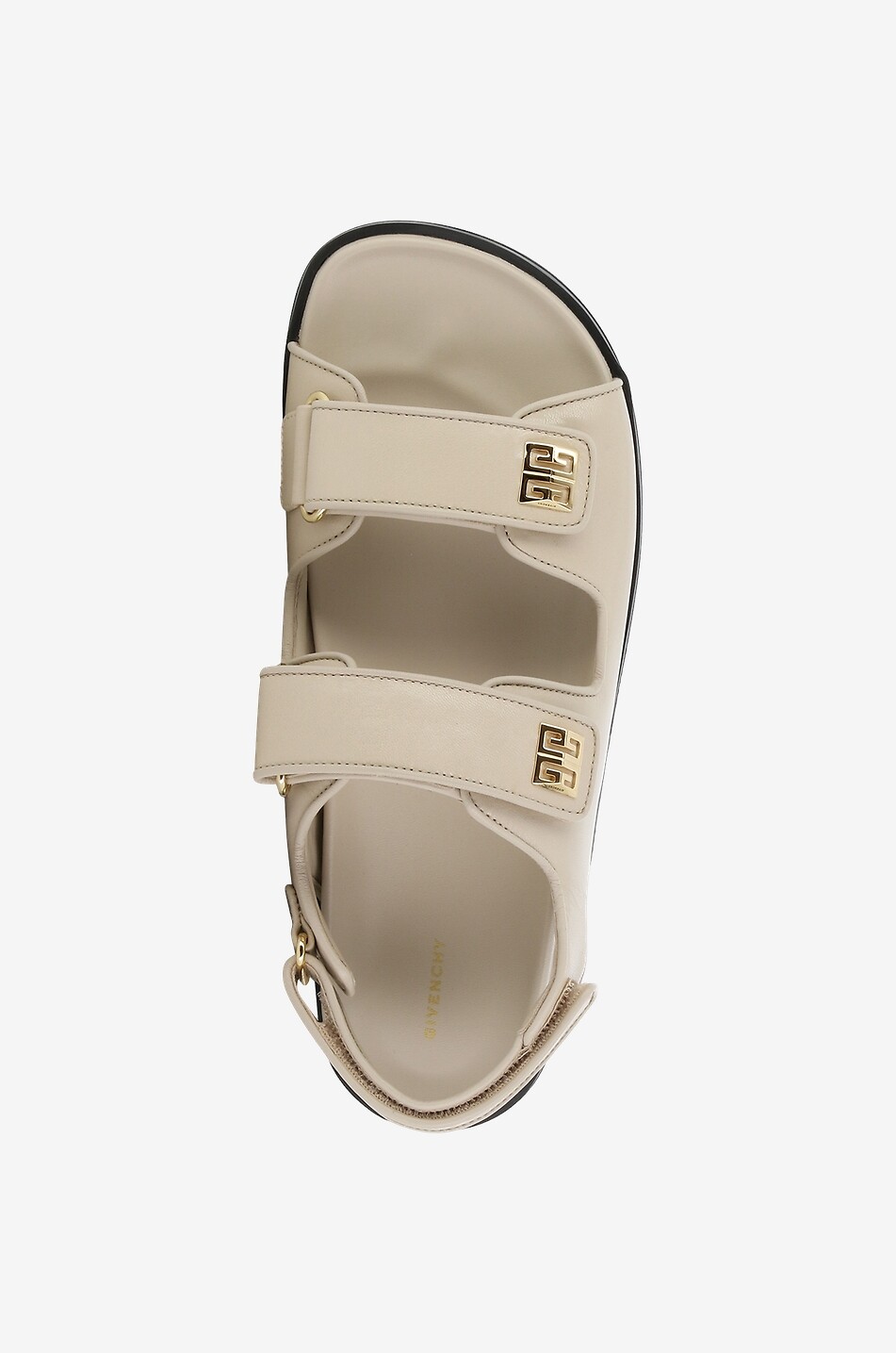 GIVENCHY Sandales plates utilitaires en cuir lisse 4G Strap Femme BEIGE 5